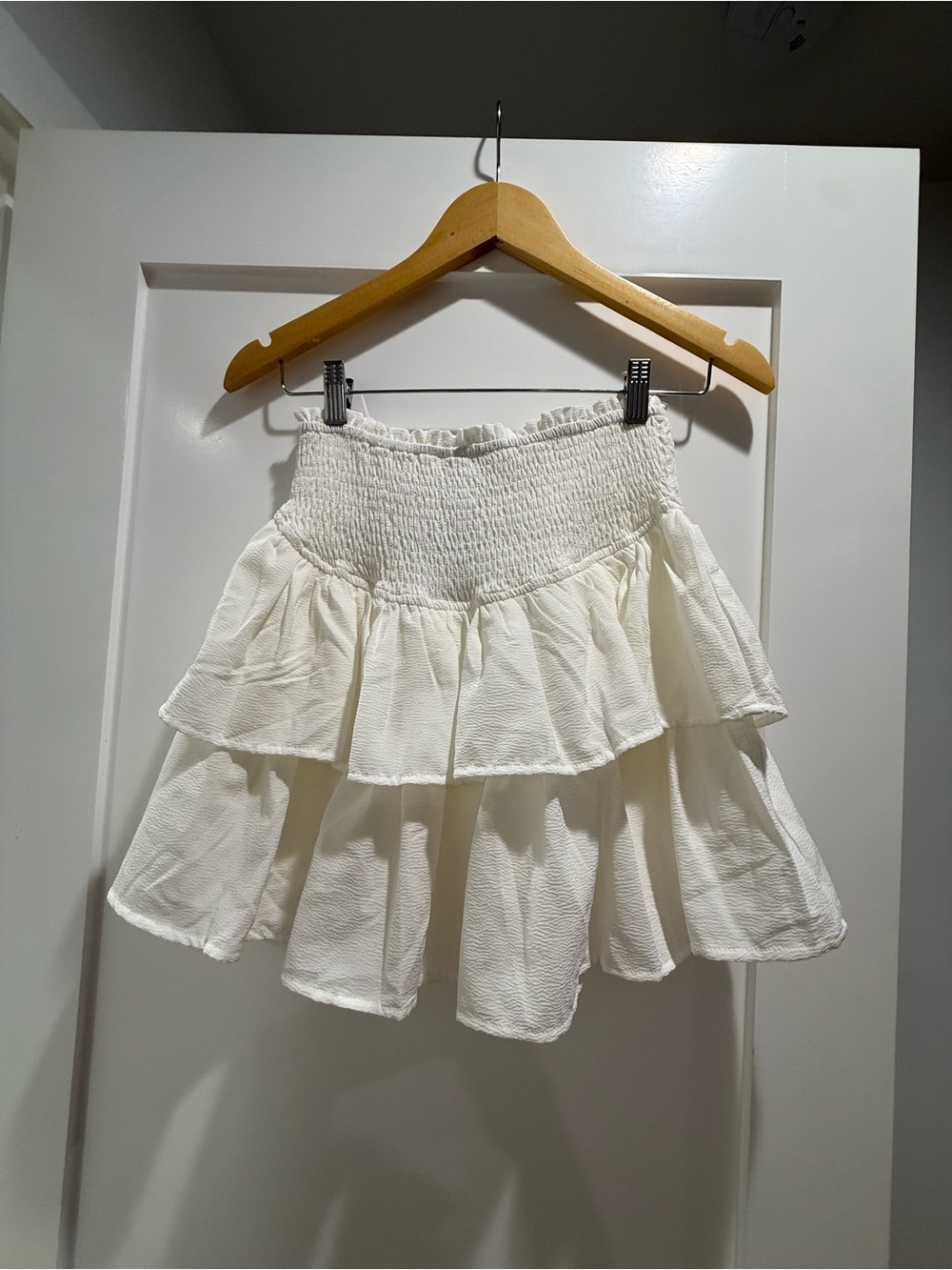 White Tiered Ruffle Skirt - Smocked Waist